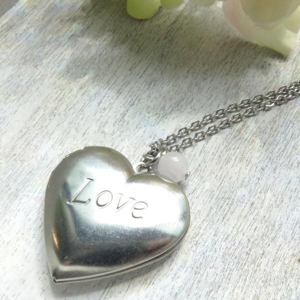 ロケットペンダント サージカル ステンレス LOVE ハート アンティーク