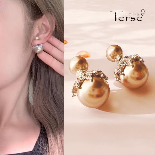 Terse S925 アナと雪の女王 ピアス 1ペア レディース ゴールド 金 パール 真珠 大き目 キラキラ レース 上品 大人可愛い おしゃれ バックキャッチ レビューで送料無料