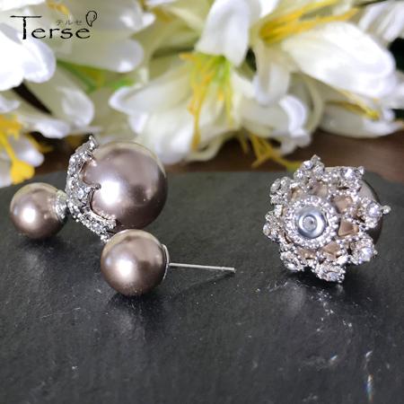 Terse S925 アナと雪の女王 ピアス 1ペア レディース ゴールド 金 パール 真珠 大き目 キラキラ レース 上品 大人可愛い おしゃれ バックキャッチ レビューで送料無料