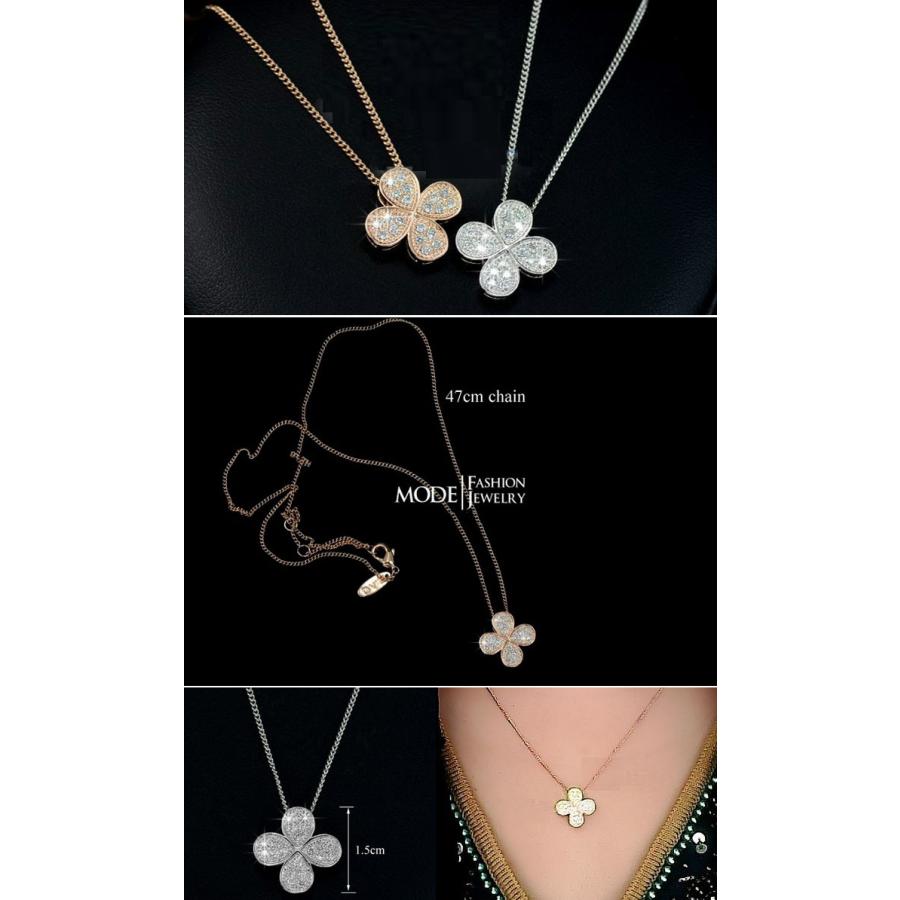 ピアス ネックレス 四葉クローバー CZダイヤモンド ゴールド シルバー