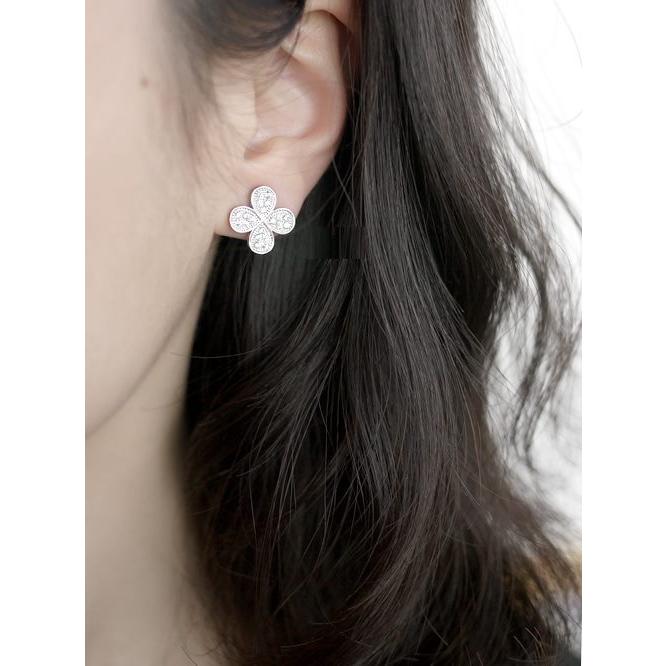 ピアス ネックレス 四葉クローバー CZダイヤモンド ゴールド シルバー