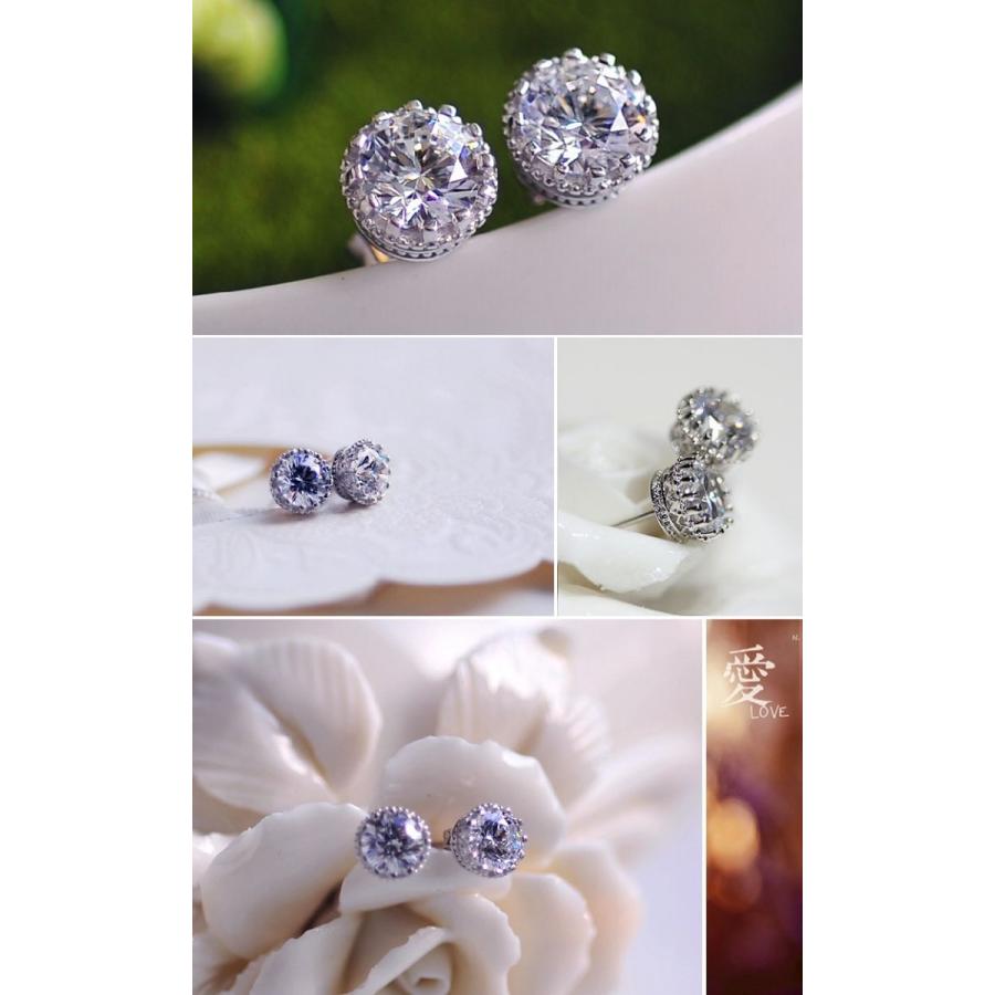 ピアス 9mm 大粒CZダイヤ メンズ レディース シルバー プラチナ仕上げ