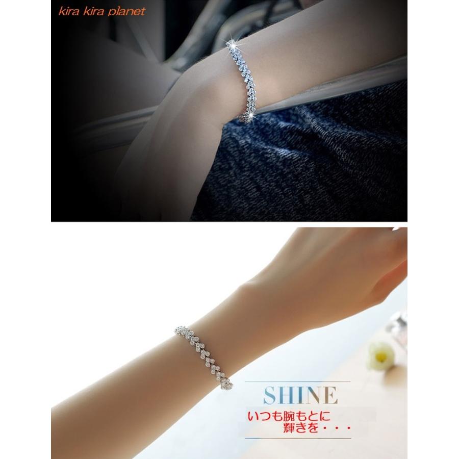ブレスレット ハート テニス CZダイヤモンド ラインストーン