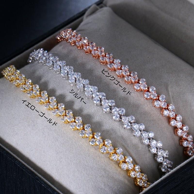 ブレスレット ハート テニス CZダイヤモンド ラインストーン