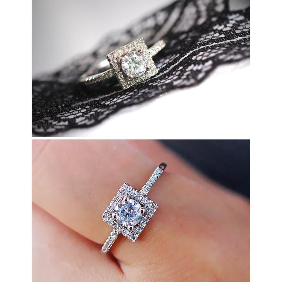 シルバー ダイヤモンド風リング RainbowGirl ペアリング 指輪 一粒ダイヤ 天使の羽 フリーサイズ