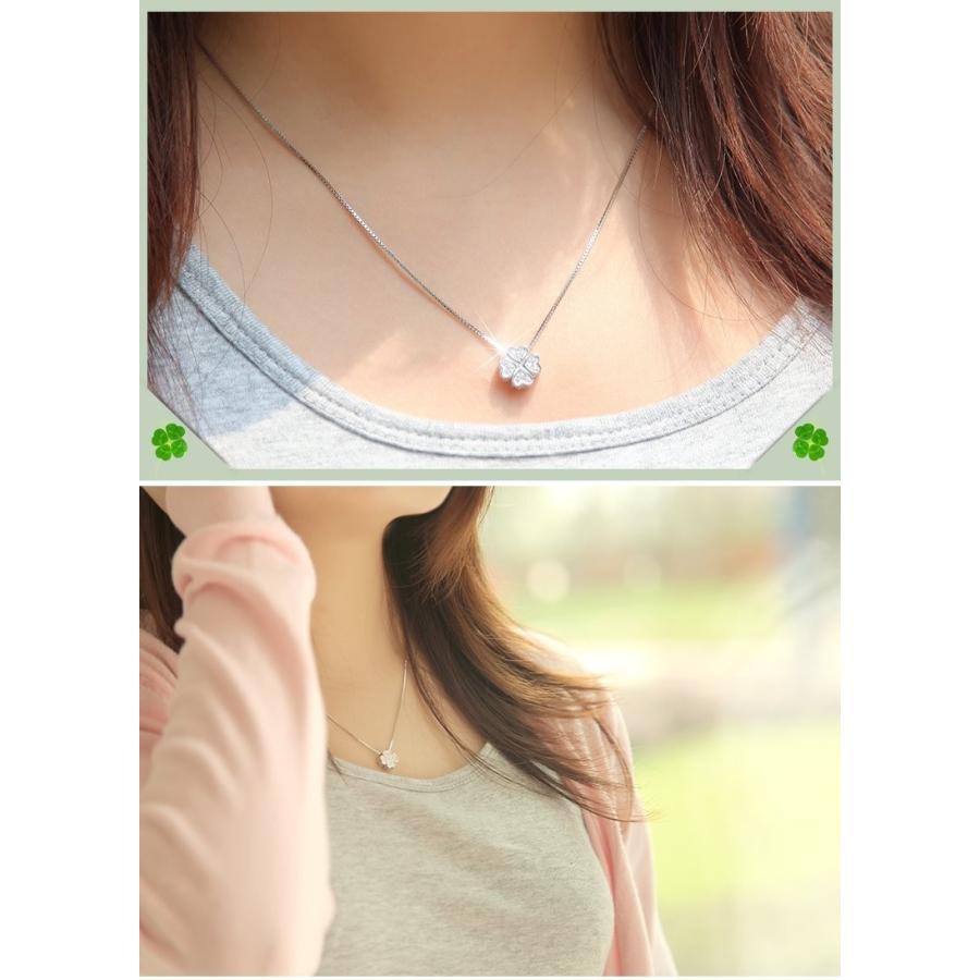 ネックレス ハート クローバー 四葉 キュービックジルコニア パヴェ