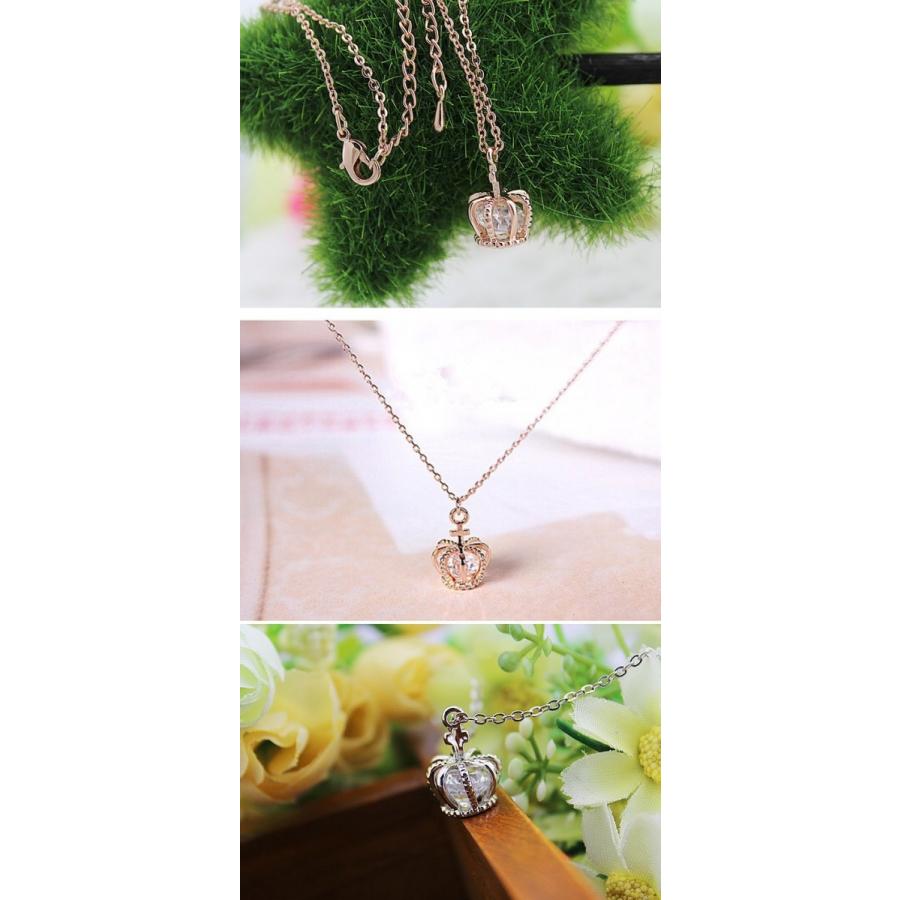 ネックレス 王冠 クラウン ティアラ 立体 大粒のCZダイヤモンド