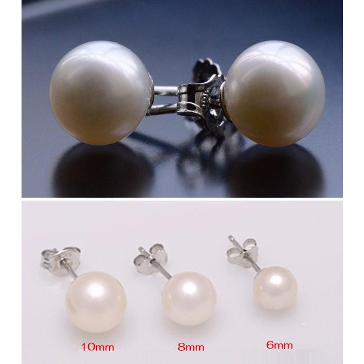 ピアス パール ホワイト 一粒シェルパール 貝パール シルバー925