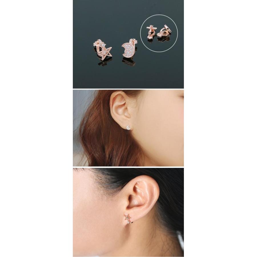 【1200】月と星のピアス／イヤリング イヤリング 月と星 ムーン＆スター moon and star アシンメトリー 清楚