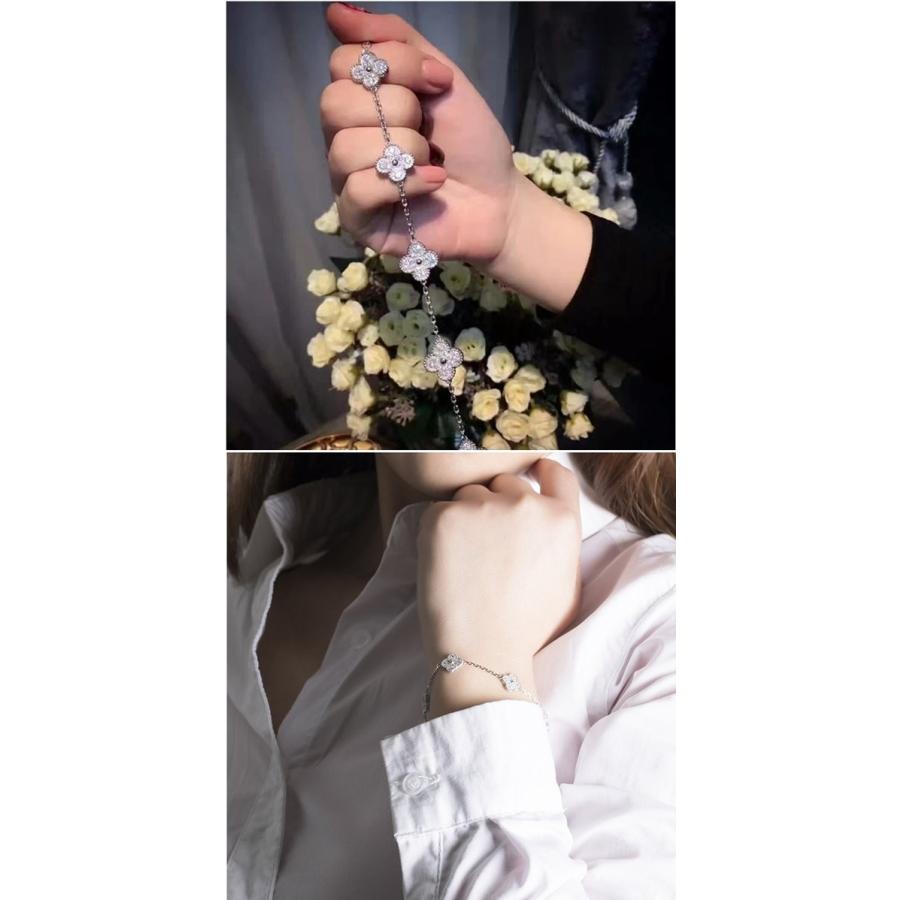 ネックレス ブレスレット 四葉クローバー フラワー お花 パヴェ ネックレス ブレスレット 四葉クローバー フラワー お花 パヴェ