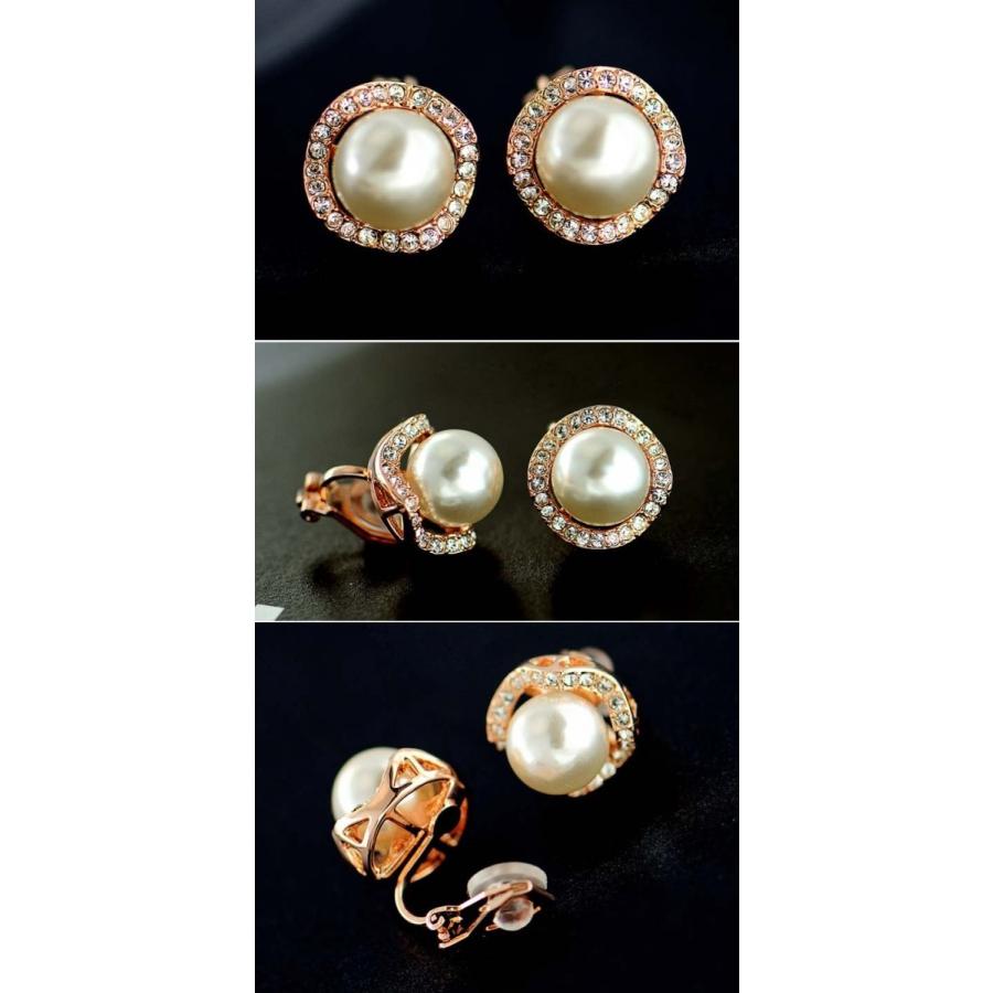 イヤリング パール 大粒 ラインストーン クラシカル ボリューミー