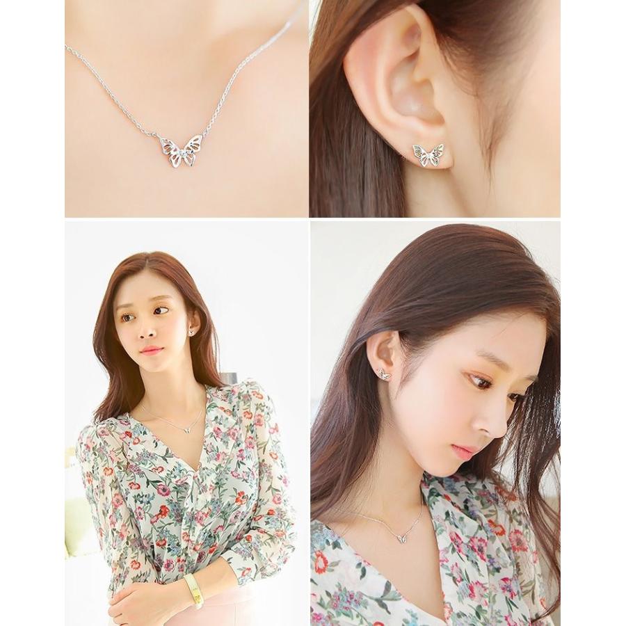 ピアス ネックレス 蝶々 バタフライ 蝶モチーフ 透かし仕様 シルバー 