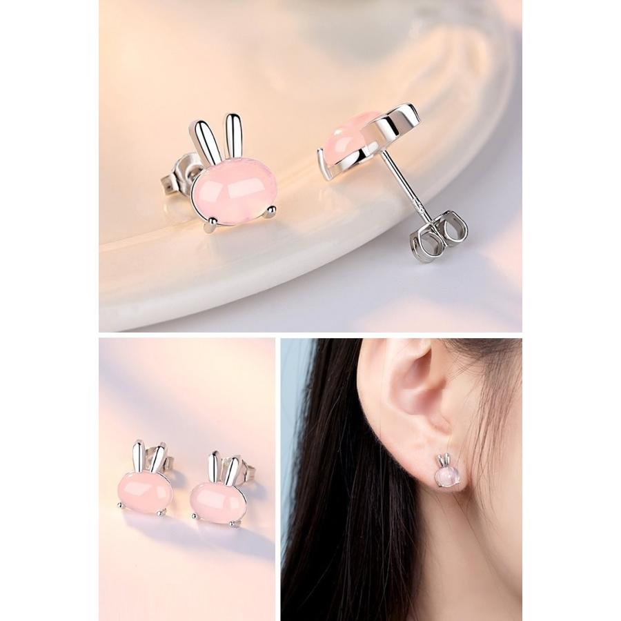 ピアス ネックレス うさぎ 兎 ウサギ ラビット バニー ローズクォーツ