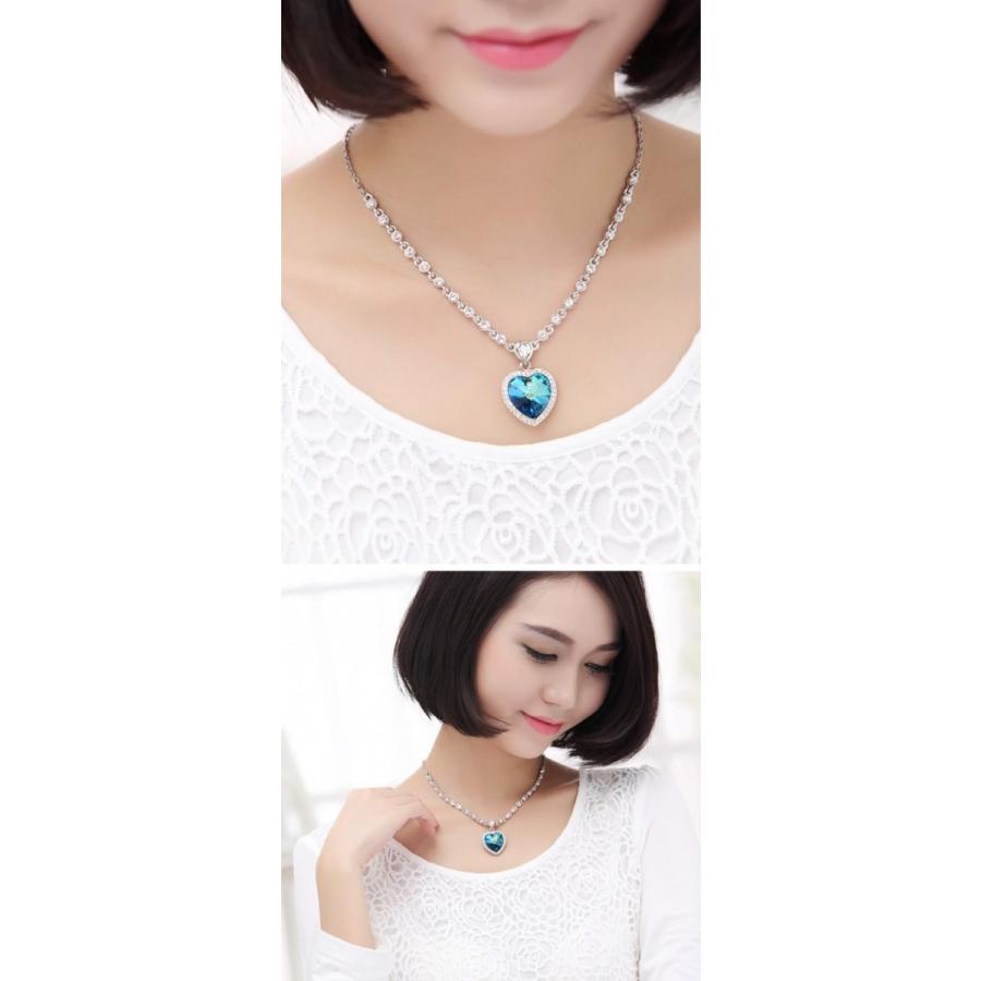 ネックレス 大粒スワロフスキー ハート サファイアブルー ローズ ゴージャス ギフト パーティ 結婚式 タイタニック 碧洋のハート キラキラプラネット 通販 Yahoo ショッピング