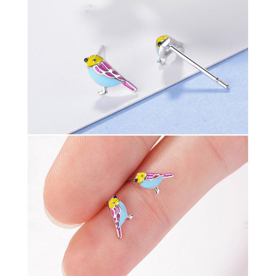 ピアス 小鳥 バード カラフル トロピカル シルバー925 小さい ピアス 小鳥 バード カラフル トロピカル シルバー925 小さい