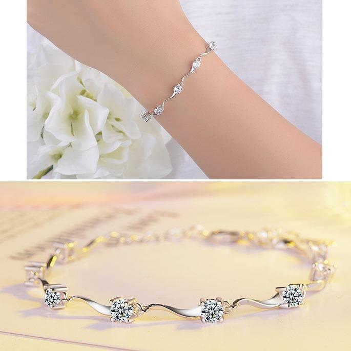 ブレスレット レディース キュービックジルコニア ステーション 華奢