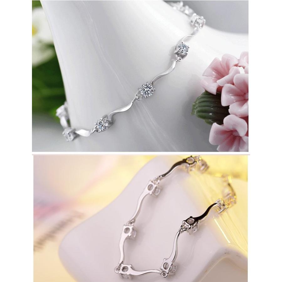 ブレスレット レディース キュービックジルコニア ステーション 華奢