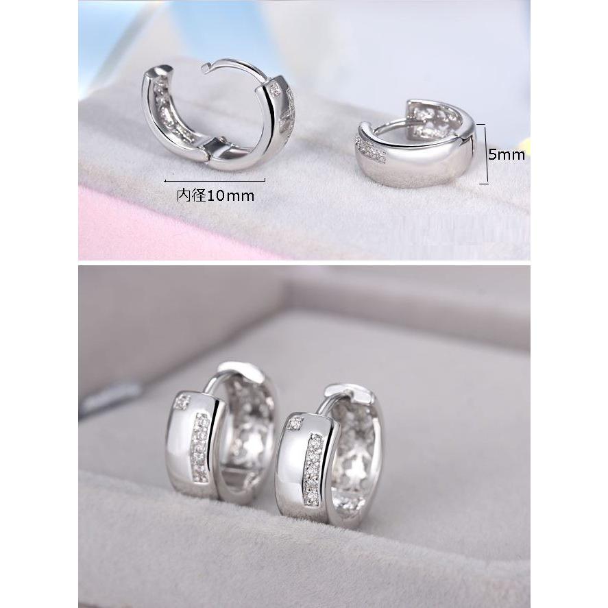 リングピアス フープピアス 中折れ CZダイヤモンド シルバー925