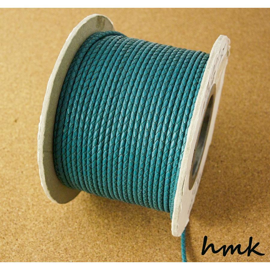 編み込み丸革紐 ターコイズブルー 3mm×1ｍ　1m単位  革紐 レザーコード　量り売り｜kirakirara1｜02