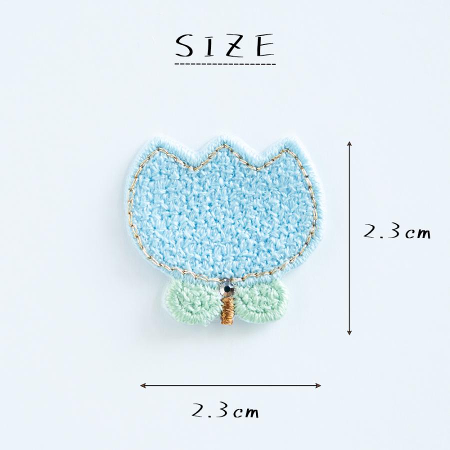 2枚セット☆ アップリケ 刺繍ワッペン チューリップ 青 スワロフスキー 