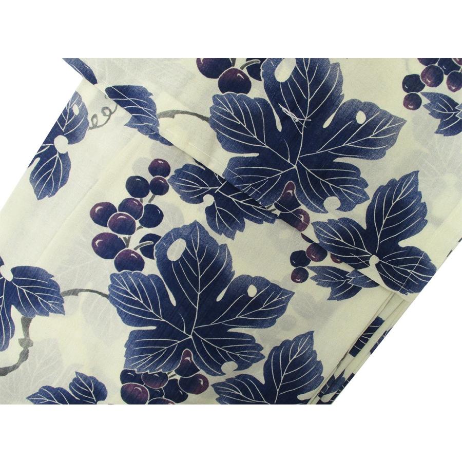 レディース 洗える着物 紗 着物 クリーム地に紺の葡萄柄 M Lサイズ 洗える 着物 きもの キモノ お仕立て上がり 夏着物 Kkni Sya065 木楽会 通販 Yahoo ショッピング