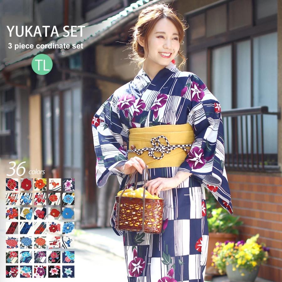 レディース 浴衣 3点 セット 全36柄 Tlサイズ トールサイズ レトロ モダン デザイン 女性 ゆかた 帯 下駄 椿 市松 撫子 桜 牡丹 朝顔 紫陽花 金魚 Tdm 3 X03tl 木楽会 通販 Yahoo ショッピング