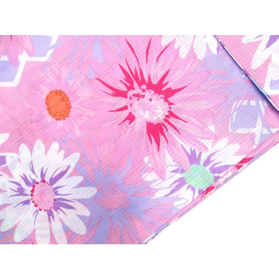 レディース 浴衣 2点 セット フリーサイズ ダイヤ柄にマーガレット ピンク色地 紫色 紺色のリバーシブル帯 Y3054 ゆかた 変わり織 コーディネート 帯 Y3054 木楽会 通販 Yahoo ショッピング