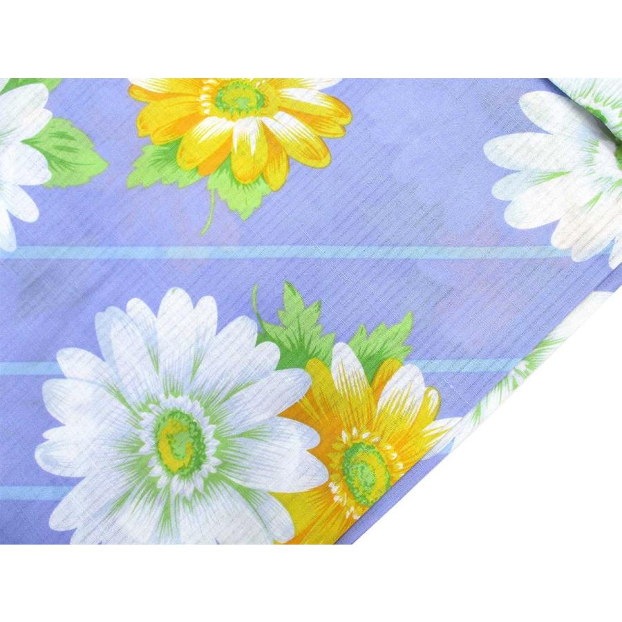 レディース 浴衣 2点 セット フリーサイズ 斜め縞にマーガレット 青紫色地 黄土色のぼかし帯 Y31 ゆかた 変わり織 コーディネート 帯 Y31 木楽会 通販 Yahoo ショッピング