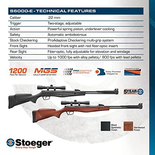 【国産】 Stoeger S6000-E コンボ - .22口径 - ハードウッド 光ファイバーサイト & 4 x 32スコープ 【IQ9531522981】(33886円)