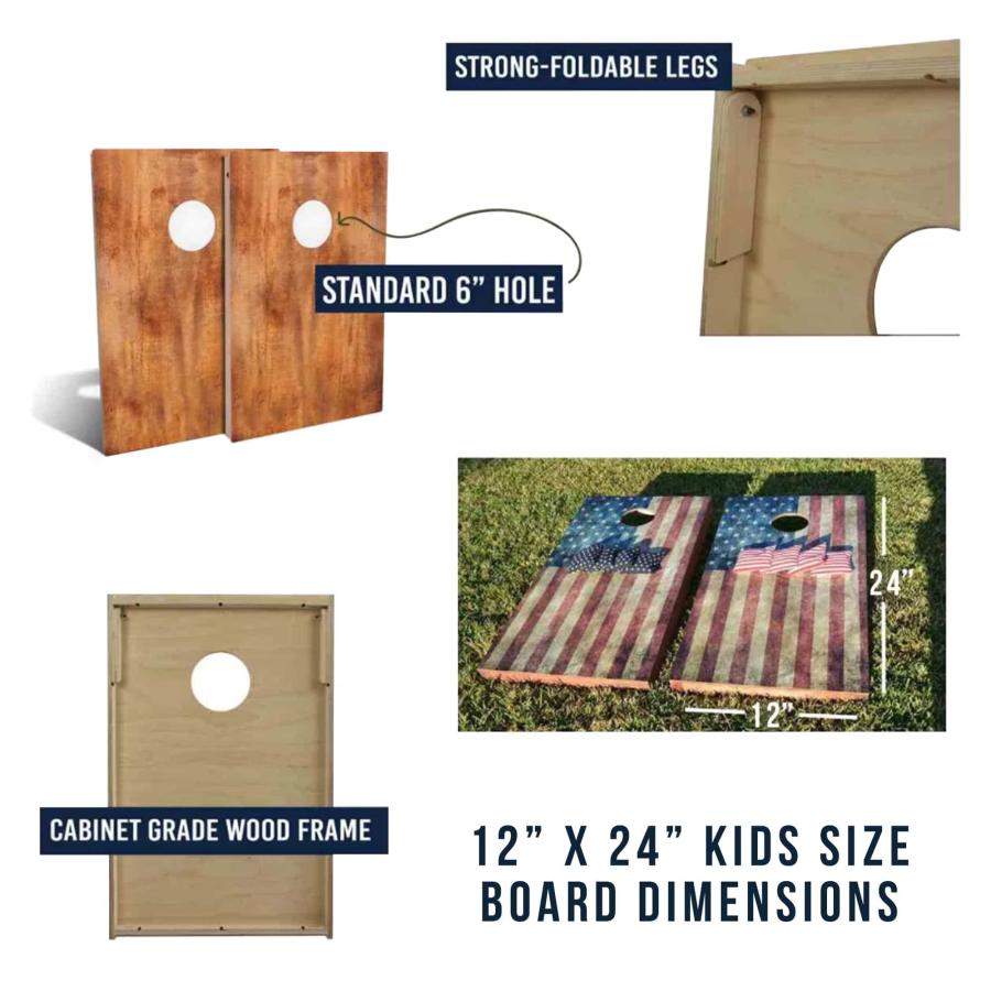 【中古品 】 アメリカンフラッグビールコーンホールボード-キッズサイズ (12インチ×24インチ) - (2) ボード、 (8) コーン充填袋、 (1) キャリングケース、 (2) ホールラ 【JSB1172905287】(41702円)