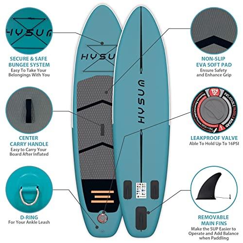 HYSUM インフレータブルパドルボード 10フィート スタンドアップパドルボード SUPボードアクセサリー付き 調節可能なパドル ポンプ メインフィン リーシュ インフレータブルパドルボード ポンプ スタンドアップパドルボード 10フィート 調節可能なパドル メインフィン SUPボードアクセサリー付き HYSUM リーシュ