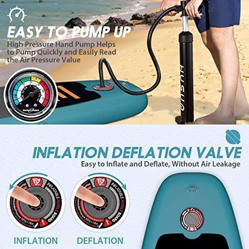 HYSUM インフレータブルパドルボード 10フィート スタンドアップパドルボード SUPボードアクセサリー付き 調節可能なパドル ポンプ メインフィン リーシュ インフレータブルパドルボード ポンプ スタンドアップパドルボード 10フィート 調節可能なパドル メインフィン SUPボードアクセサリー付き HYSUM リーシュ