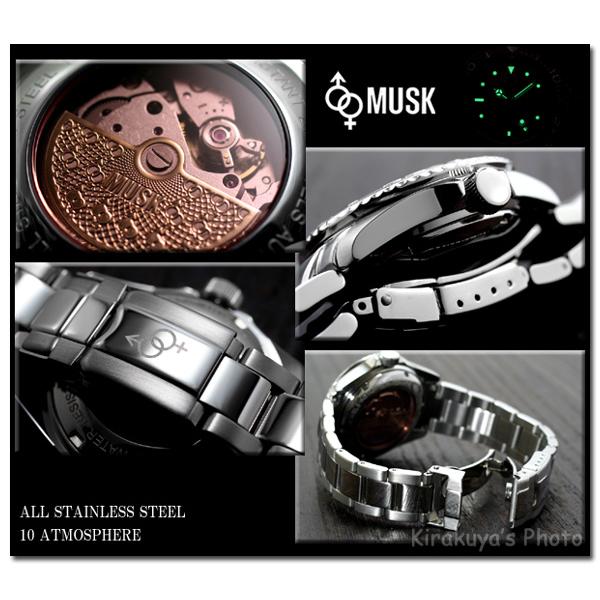 売り切れました】MUSK10気圧（100m防水）自動巻き腕時計（ムスクMMT