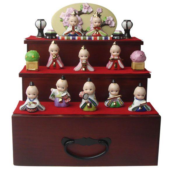 ローズオニールキューピー ひな人形 お雛様 陶器 本格的豪華三段飾りの