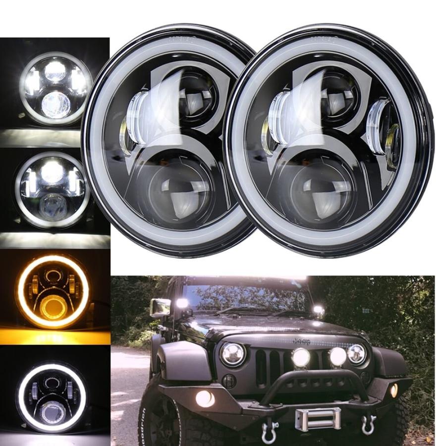 Xplight 7インチ Led ヘッドライト ジムニー Jkラングラー ヘッドライト Drl 白 とウインカー 琥珀色 機能付き Jeepラングラー ジムニートヨタfjクルーザー対 B074mr6qt2 きらめき商店 通販 Yahoo ショッピング