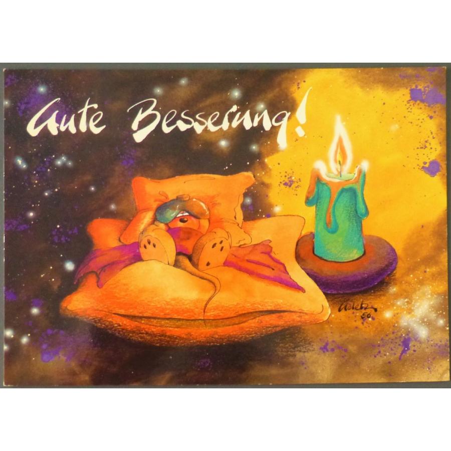 □ポストカード ドイツ語バージョン ディディル ベッド ロウソク Diddl