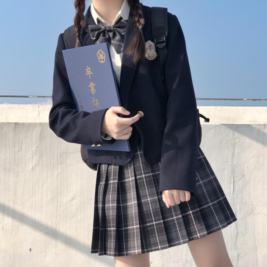 女子高生 制服 リボン ブレザー スカート チェック セット 5点セット