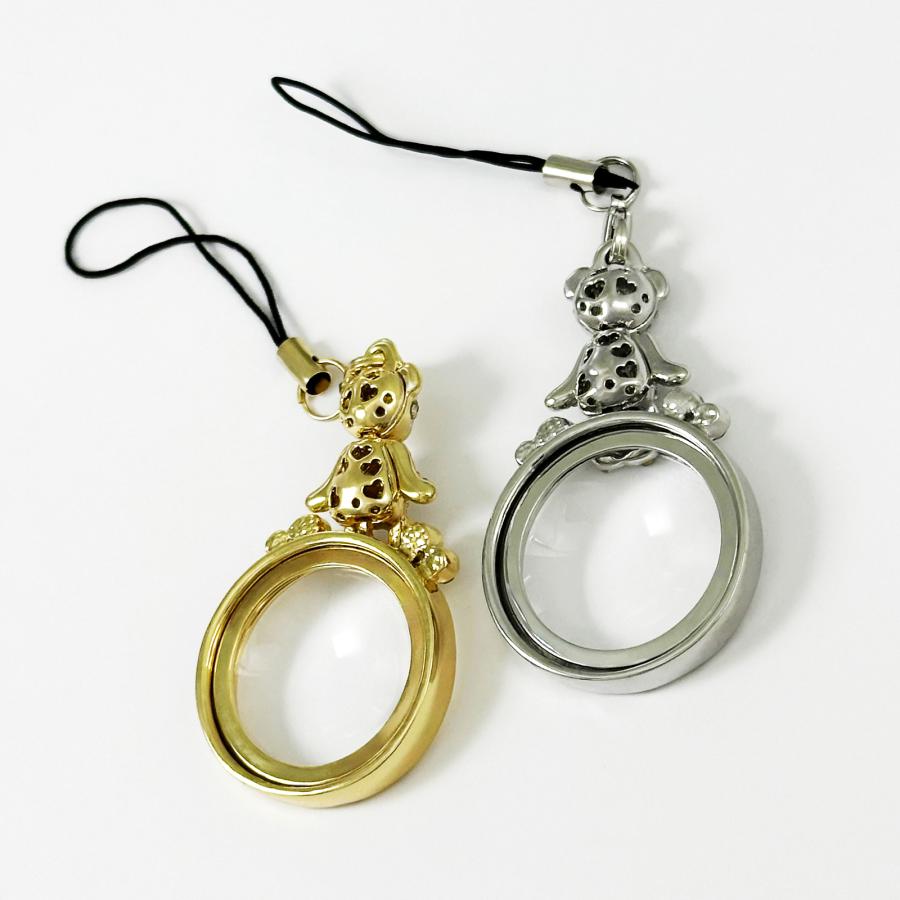 携帯ストラップ ルーペストラップ くま スマホチャーム きらきら