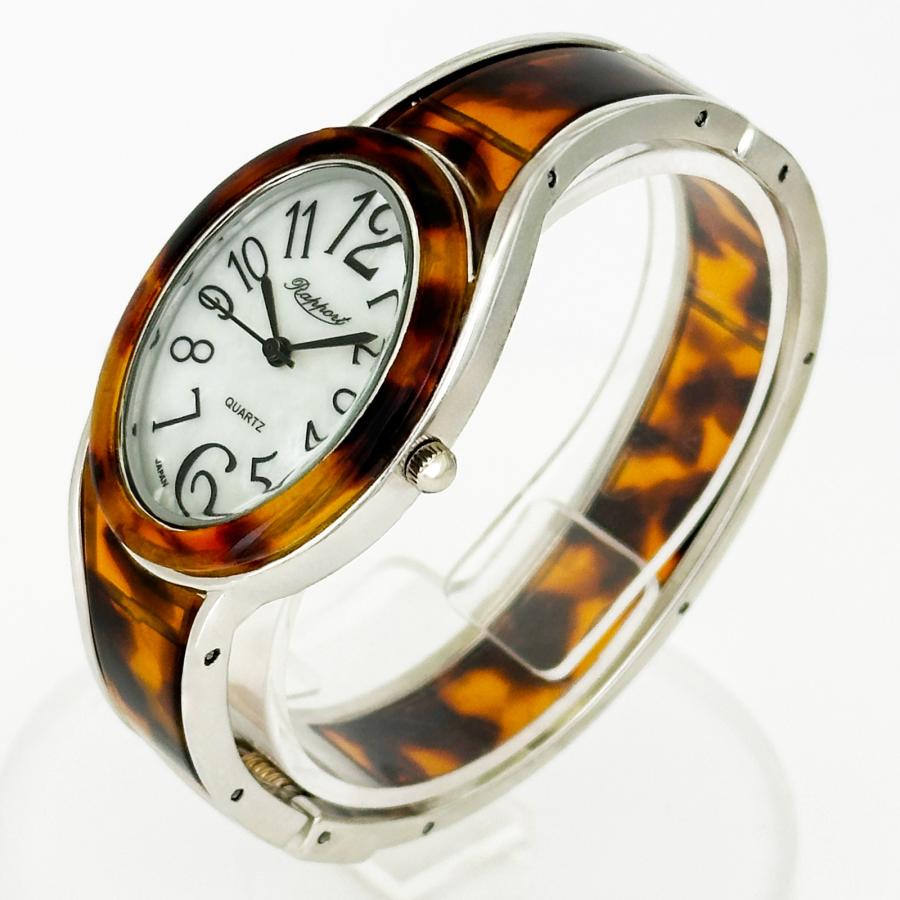 腕時計 レディース バングル オーバル 変形タイプ バングルウォッチ