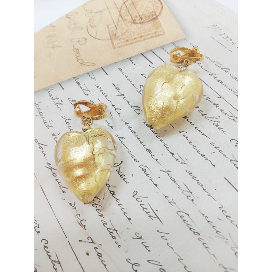 ゴールドハート イヤリング ヴィンテージ イタリア製 アクセサリー  