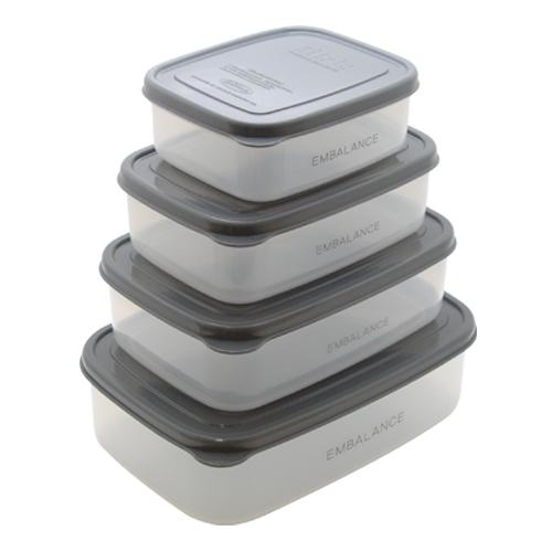 新品未使用　エンバランス レクタングルコンテナ Ｍ L 4個セット　グレー レクタングルコンテナ L（1270ml） グレー 【エンバランス
