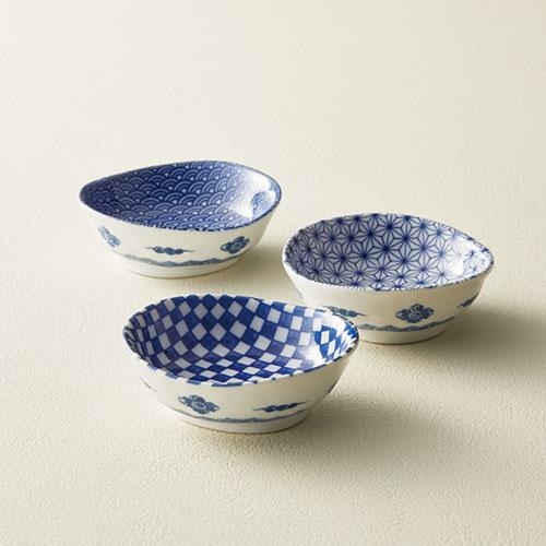 藍染 楕円小付3柄揃 K20186428 : はるいろ暮らしの雑貨店 - 通販