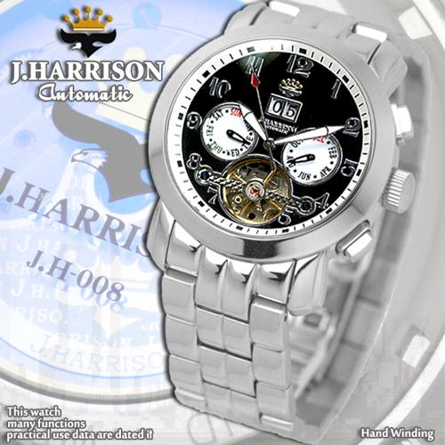 J.HARRISON 多機能付ビッグテンプ自動巻&手巻き JH-008BW : はるいろ 