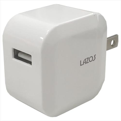 100個セット Lazos AC充電器 1口2.1A ホワイト L-2.1ACX100 100個セット Lazos AC充電器 1口2.1A ホワイト L-2.1ACX100