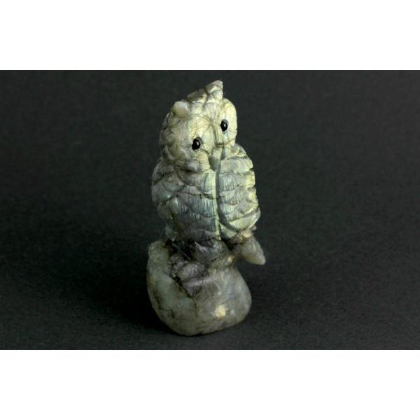 ラブラドライト『ふくろう』彫刻 100g/lbr-13