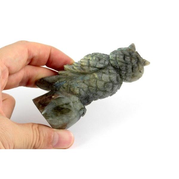 ラブラドライト『ふくろう』彫刻 100g/lbr-13