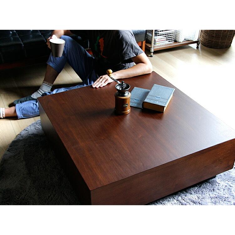Laca（ラクア） センターテーブル 正方形 完成品 ローテーブル リビングテーブル テーブル 引出し付き 収納 モダン 【大判】 ヴィンテージ ビンテージ