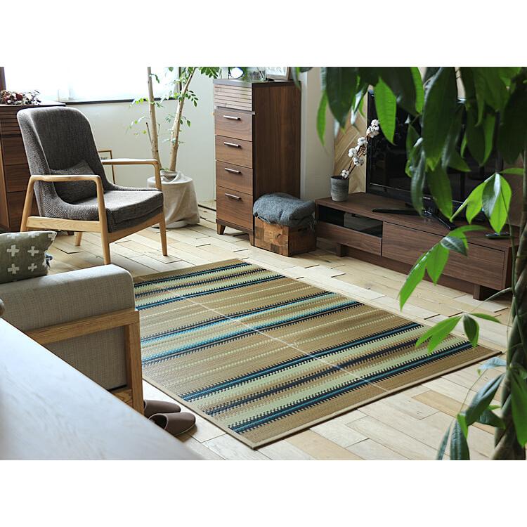 ラグマット BasShu IGUSA RUG BORDER Aタイプ 夏用 い草 バッシュ 140 