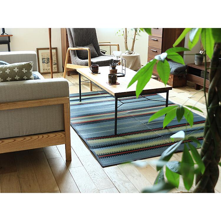 ラグマット BasShu IGUSA RUG BORDER Cタイプ ラグマット 夏用 い草 バッシュ IGUSA RUG 140×200 ヴィンテージ ブルー　basshu 長方形 おしゃれ おすすめ｜kirario｜03