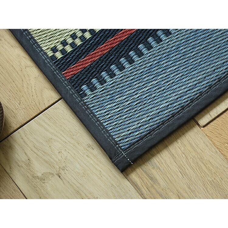 ラグマット BasShu IGUSA RUG BORDER Cタイプ ラグマット 夏用 い草 バッシュ IGUSA RUG 140×200 ヴィンテージ ブルー　basshu 長方形 おしゃれ おすすめ｜kirario｜07